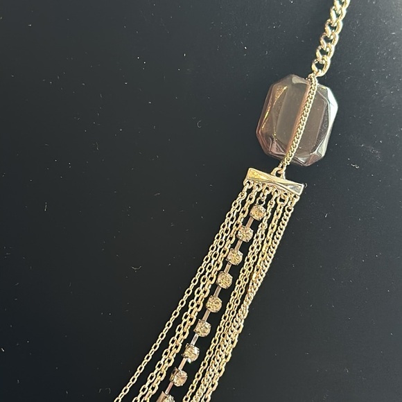 Banana Republic NWT multi strand silver necklace chain layered with gems… - Picture 2 of 6